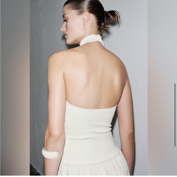 Zara Elegant White Halter Maxi Dress - Picture 6 of 9